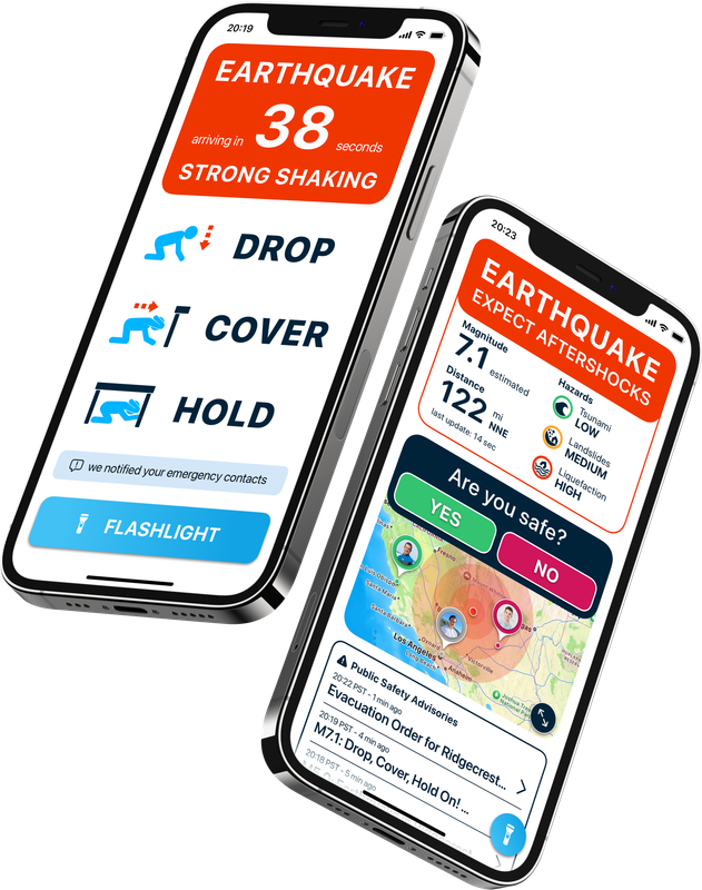 Seismos app displaying earthquake alerts