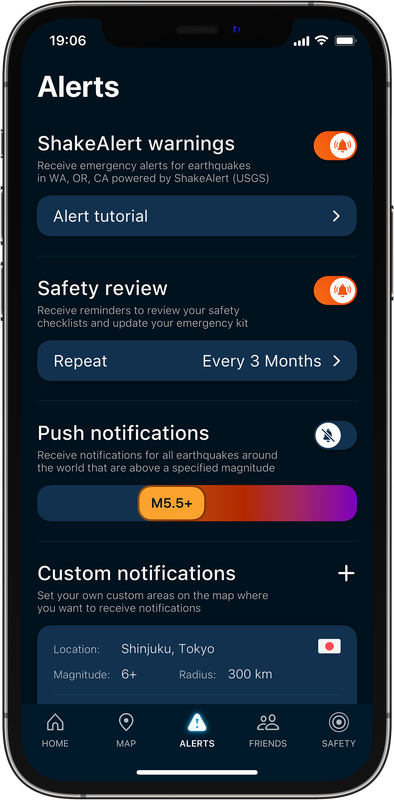 Seismos app alerts